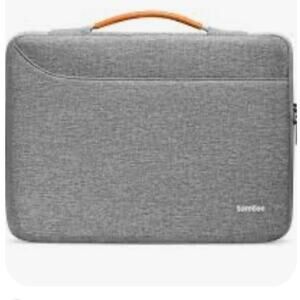 Tomtoc Gray Laptop Bag with Tan Handle